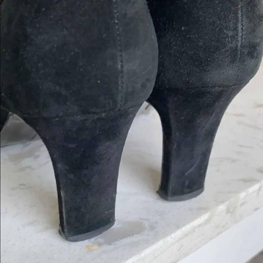Salvatore Ferragamo Suede Patent Heeled Booties Dressy  Pointed Toe Blac…‎